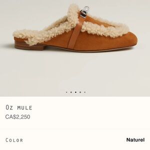 Hermes Oz Mules Shearling 37 New